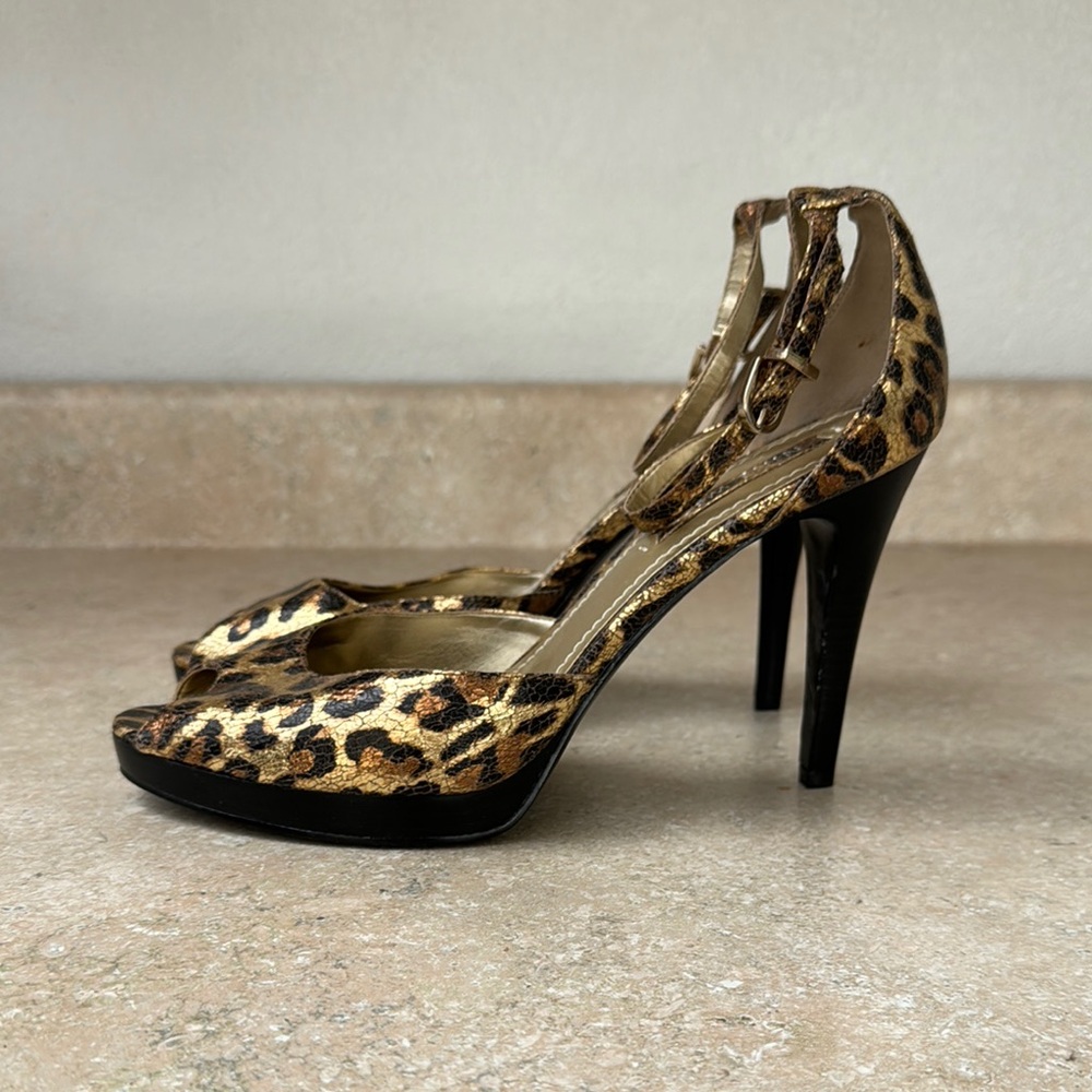 Nine West Leopard Print High Heel Sandals